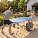 Outdoor table tennis table with steel frame and blue resin top - product detail