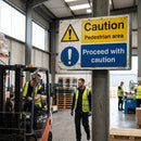 Caution Pedestrian Area Proceed with Caution Sign – 1mm Rigid Plastic – Indoor/Outdoor Use