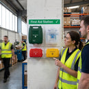 Branded First Aid Station with Workplace First Aid Guide Poster – 1200mm x 680mm – Rigid Correx Plastic – Workplace Safety
