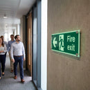 Fire Exit Safety Sign – 450mm x 150mm – Clear Acrylic – Indoor/Outdoor