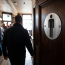 Gentlemen Restroom Door Sign – Brushed Aluminium – Prestigious Environments