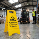 Caution Forklift Trucks Sign – 300mm x 600mm – Polypropylene – Indoor/Outdoor Use