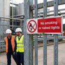 No Smoking or Naked Lights Sign – 1mm Rigid Plastic – Indoor/Outdoor Use