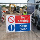 No Parking Banner – 1270mm x 610mm – Flame Resistant PVC – Indoor/Outdoor Use