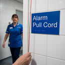 Braille Alarm Pull Cord Signs – 225mm x 150mm – 1.5mm PVC – Indoor Use