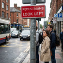 Pedestrian Look Left Sign – 1mm Rigid Plastic – Indoor/Outdoor Use