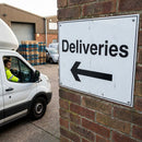 Deliveries Arrow Left Signs – 400mm x 300mm – Rigid Plastic – Indoor/Outdoor