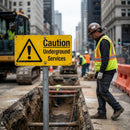 Caution Underground Services Safety Signs – 1mm Rigid Plastic – Indoor & Outdoor Use