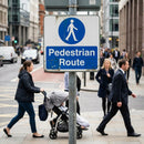 Pedestrian Route Safety Signs – 1mm Rigid Plastic – Indoor & Outdoor Use