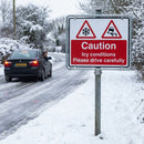 Caution Icy Conditions Sign – 600mm x 450mm – Rigid Plastic with Metal Frame – Indoor/Outdoor Use