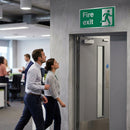 Fire Exit Sign – 200mm x 100mm – Brushed Aluminium – Safety Compliance