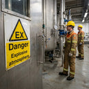Danger Explosive Atmosphere Safety Sign – Rigid Plastic & Vinyl – Indoor/Outdoor Use