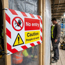 No Entry Caution People At Work Door Screen Sign – 600mm x 450mm – Flexible PVC – Indoor/Outdoor Use