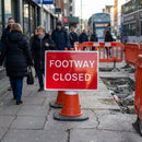 Footway Closed Reflective Cone Sign – 600mm x 450mm – Polypropylene – Pedestrian Control