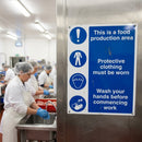 Safety Signs – Protective Clothing/Wash Hands – 1mm Rigid Plastic – Indoor/Outdoor