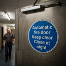 Automatic Fire Door Sign – Rigid Plastic & Vinyl – Indoor/Outdoor Use