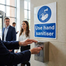 Hand Sanitiser Safety Signs – 1mm Rigid Plastic & Vinyl – Indoor/Outdoor Use