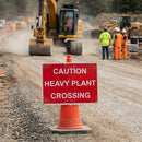 Caution Heavy Plant Crossing Cone Sign – 600mm x 450mm – Reflective Polypropylene – Road Safety
