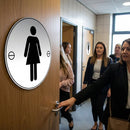 Ladies Toilet Door Sign – Brushed Aluminium & Stainless Steel – Self-Adhesive – Indoor Use