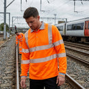 Rail Spec Long Sleeved Polo Shirt – Orange – Recycled Polyester & Cotton – Industrial
