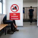 No Outdoor Footwear Safety Signs – 150mm x 200mm – Rigid Plastic – Indoor/Outdoor Use