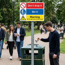 Don't Drop It - Bin It - On The Spot Fines Will Be Issued Safety Sign – 1mm Rigid Plastic – Durable & Weather Resistant – Indoor/Outdoor Use