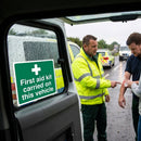 First Aid Kit Vehicle Safety Sign – 100mm x 75mm – Face Adhesive Vinyl – Automotive