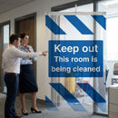This Room Is Being Cleaned Door Screen Sign – 600mm x 450mm – Flexible PVC – Indoor/Outdoor Use