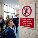 School Prohibition Sign – No Mobile Phones – Rigid Plastic/Vinyl – Indoor/Outdoor Use