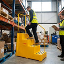 Safety Steps – Yellow – Polyethylene with Handrail – Industrial Use