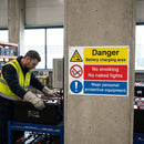 Safety Warning Sign – No Smoking, No Naked Lights – Rigid Plastic & Self-Adhesive Vinyl – Indoor/Outdoor Use