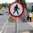 Pedestrians Prohibited Reflective Traffic Sign – 600mm Diameter – Aluminium Composite – Outdoor Use (Class R2)