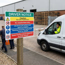 Driver Notice Sign – 900mm x 600mm – Rigid Plastic – Indoor/Outdoor Use