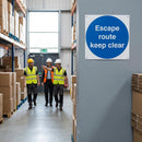 Escape Route Keep Clear Signs – 1mm Rigid Plastic & Vinyl – Indoor/Outdoor Use