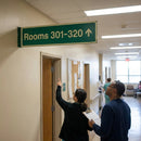 Room Number ID Signs with Arrow Up – 450mm x 150mm – Glow-in-the-Dark – Multi-Storey Buildings