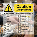 Caution Allergy Warning Sign – 80mm x 80mm – Self Adhesive Vinyl – Indoor Use
