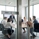 Open/Closed Door Slider Sign – 300mm x 40mm – Anodised Aluminium – Office Privacy