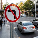 No Left Turn Reflective Traffic Sign (Class R2 Permanent) – 600mm Diameter – Aluminium Composite – Outdoor Use
