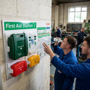 Branded First Aid Station with Resuscitation of Adults Poster – 1200mm x 680mm – Rigid Correx Plastic – Workplace Safety