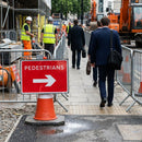 Pedestrians Arrow Right Pedestrian Cone Sign – 600mm x 450mm – Reflective Polypropylene – Traffic Control