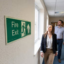 Braille Fire Exit Up with Running Man Sign – 450mm x 150mm – 1.5mm PVC – Indoor Safety