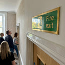 Fire Exit Arrow Left Sign – 300mm x 100mm – Polished Brass – Commercial Use