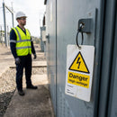 Danger High Voltage Safety Tags – 80mm x 150mm – Matt PVC – Industrial Use