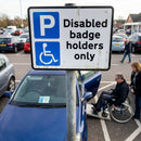 Disabled Badge Holders Only Reflective Signs – 320mm x 250mm – 3mm Aluminium Composite – Outdoor Use