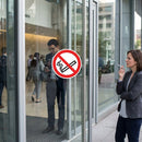 No Smoking Symbol Labels – 75mm Diameter – Self Adhesive Vinyl – Indoor/Outdoor Use