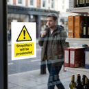 Shoplifting Warning Window Sticker – 75mm x 100mm – Face Adhesive Vinyl – Commercial Use