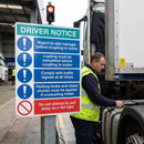 Driver Safety Notice Sign – 450mm x 600mm – Rigid Plastic – Industrial Use