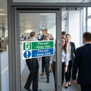 Fire Exit Window Sticker – 300mm x 100mm – Face Adhesive Vinyl – Indoor/Outdoor Use