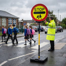Reflective School Crossing Sign – 450mm Diameter – Collapsible Pole – Safety