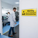 ESD Protected Area Warning Sign – 300mm x 100mm – Rigid Plastic – Indoor/Outdoor Use